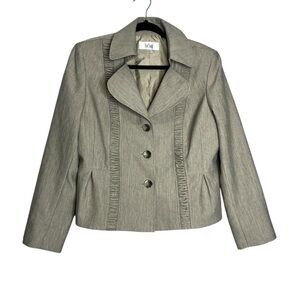 Le Suit Gray Pleated Blazer Jacket, size 14